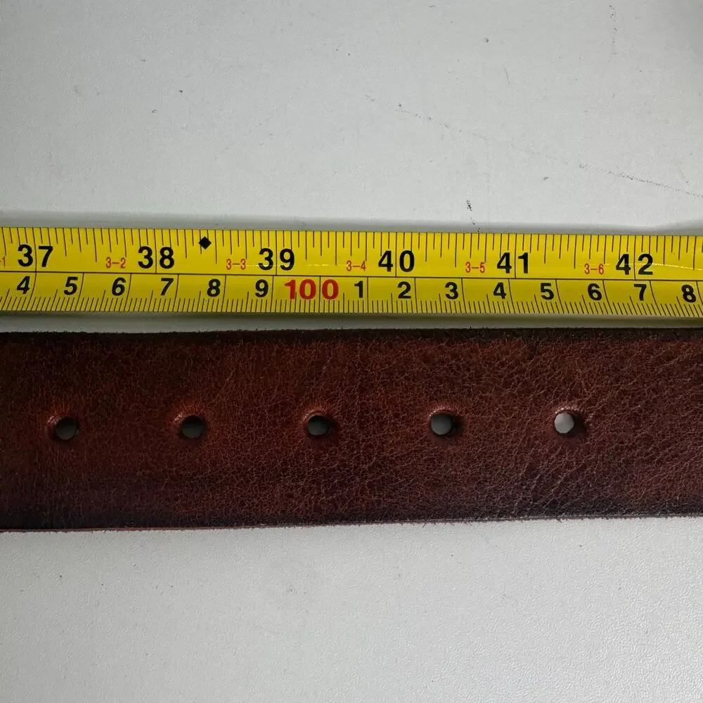 Vintage Y2K Mossimo Supply Brown Leather Belt Brass Hardware Sz XL Textured